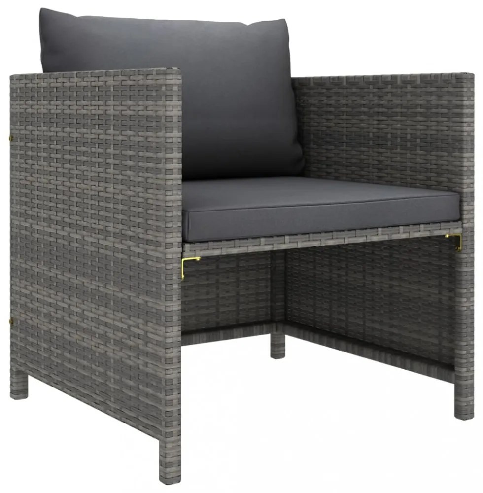 vidaXL 6 részes szürke polyrattan kerti ülőgarnitúra párnákkal