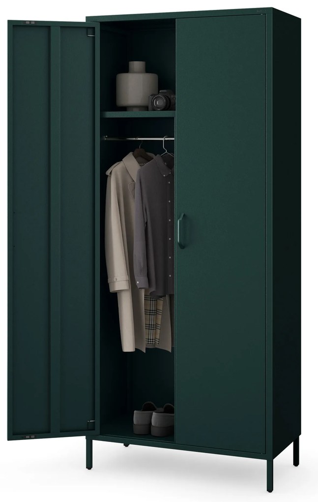 Gardróbszekrény FLAVIO, 800 x 1850 x 450 mm, Modern: palack zöld