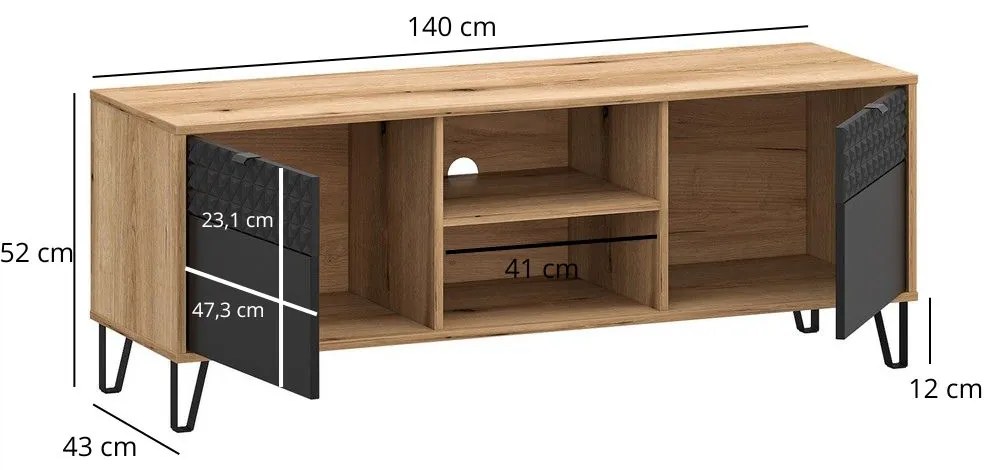 TV szekrény Botones (evoke tölgy + fekete) . 1116770