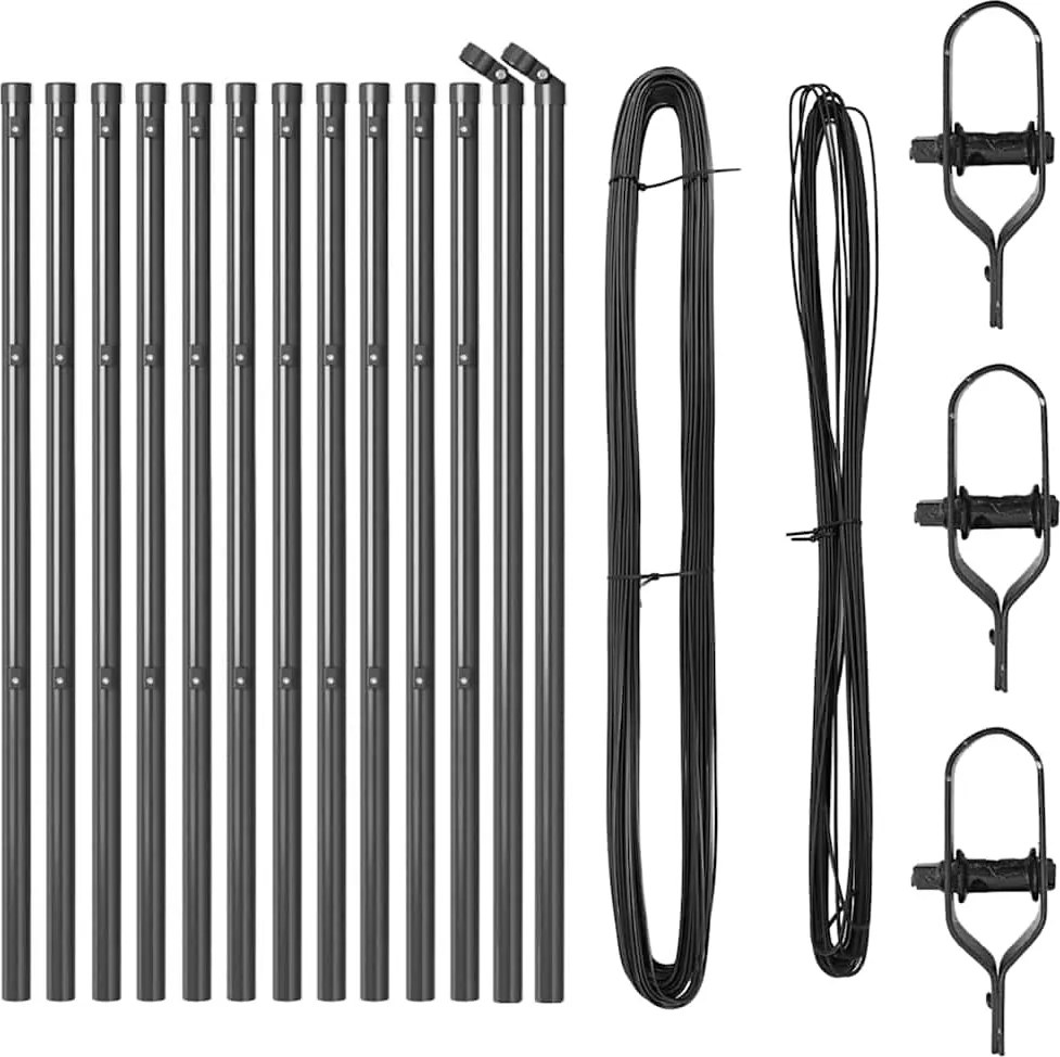 vidaXL Kerítésoszlop 13 pcs Szürke Acél