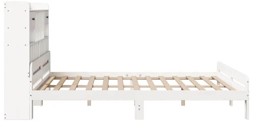 fehér tömör fenyőfa könyvespolcos ágy matrac nélkül 180x200 cm