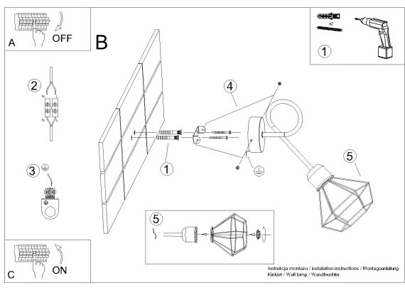 Sollux SL.1108 - Fali lámpa ARTEMIS 1xE14/40W/230V fekete