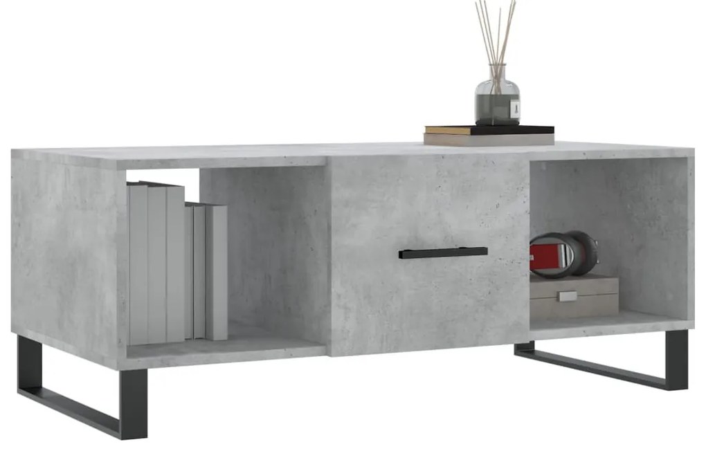 Betonszürke szerelt fa dohányzóasztal 102 x 50 x 40 cm