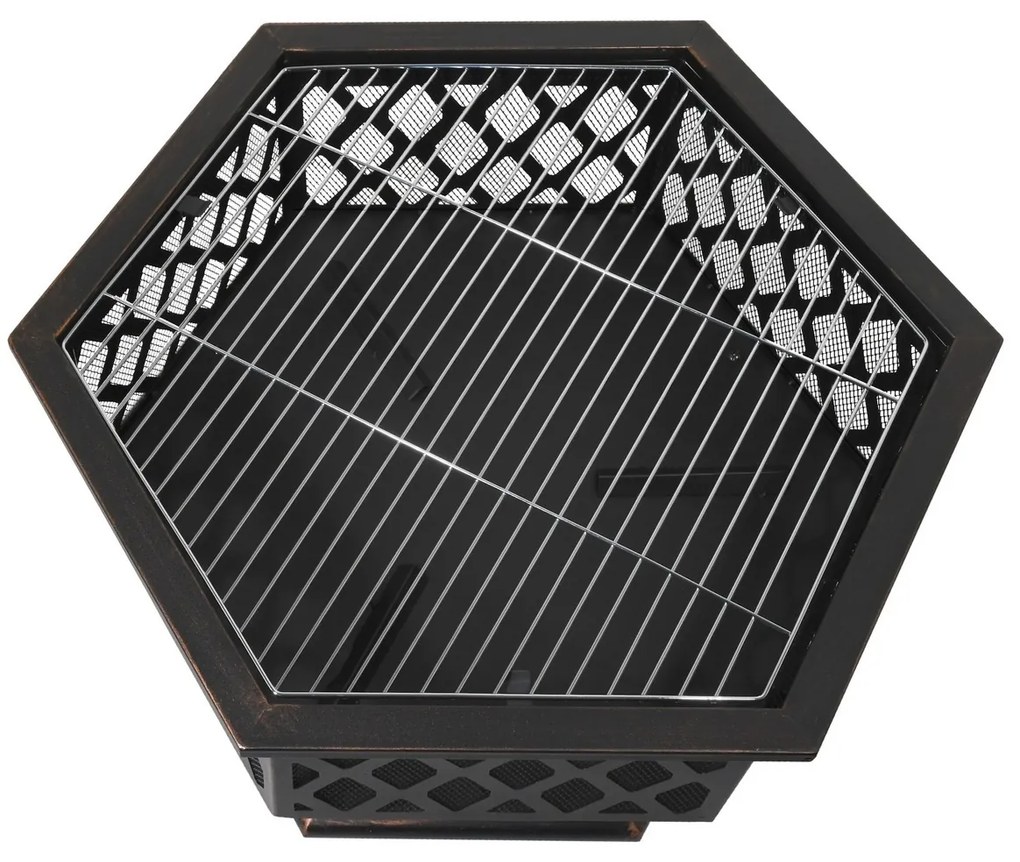 Cattara 13008 Hexagon fedeles tűzrakóhely, 60,5 x70 x 62,5 cm