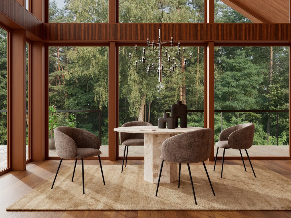 MAZZONI EXPORT CLARA Tompa Barna (Juto 24 szövet)/fekete lábak - MODERN KÁRPITOZOTT KAGYLÓSZÉK LOFT STÍLUSÚ NAPPALIBA/ÉTKEZŐBE/IRODÁBA