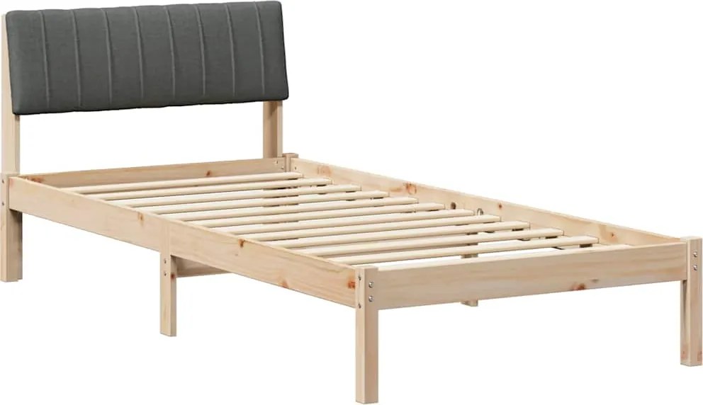 vidaXL Ágykeret barna és sötétszürke 90 x 200 cm Tömör fenyőfa