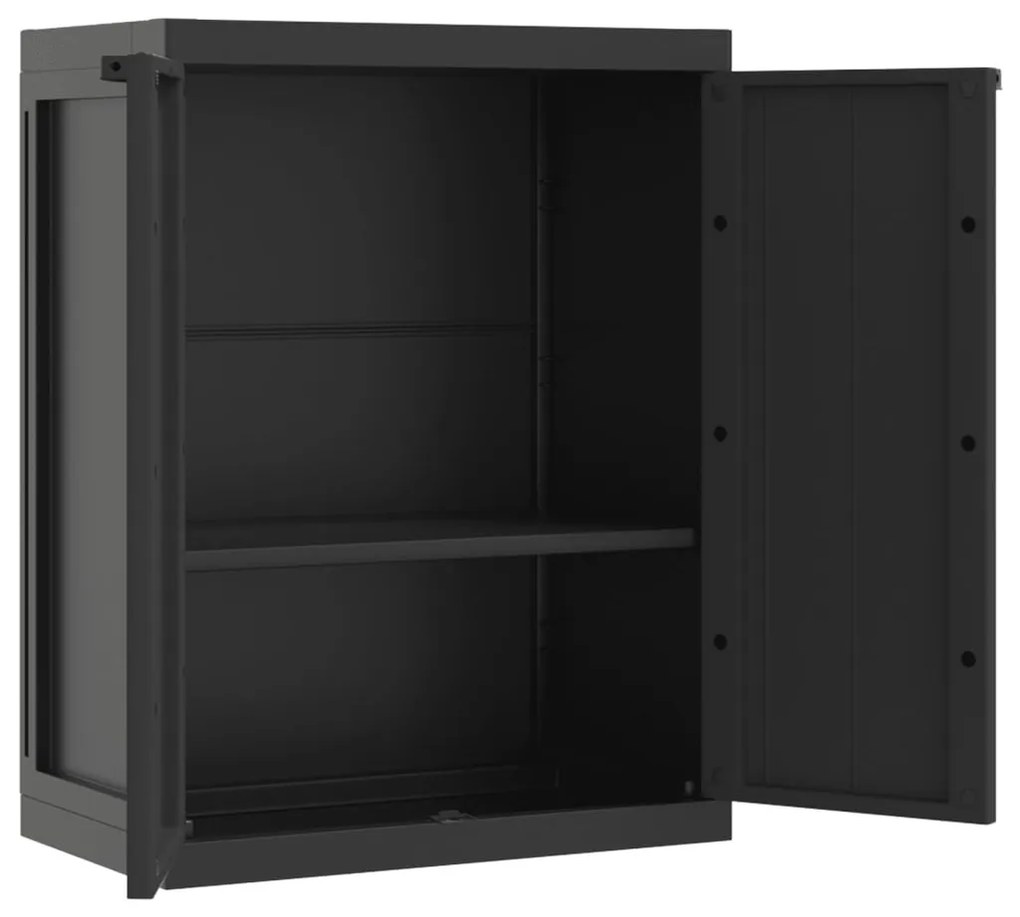 fekete PP kültéri tárolószekrény 65 x 37 x 85 cm