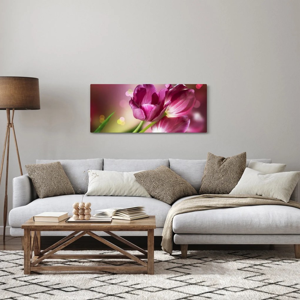 Rózsaszín tulipánok képe (120x50 cm)