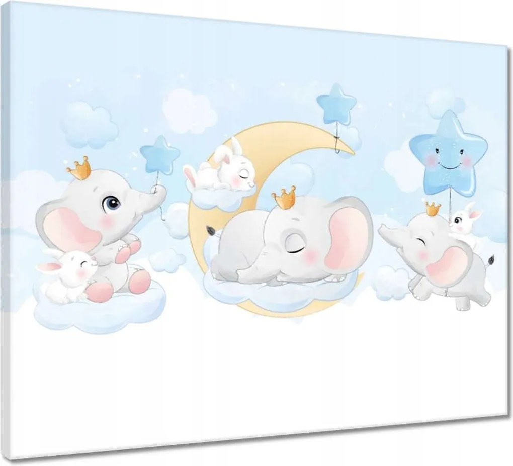 Vászonkép 50x40 Elefánt és nyúl család