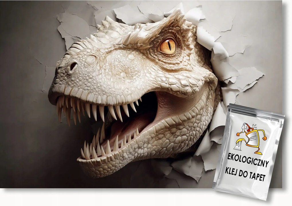 Fotótapéta Flizelina Gyerekek Dinoszaurusz Fal Lyuk Illúzió 3D 200x140 ragasztó