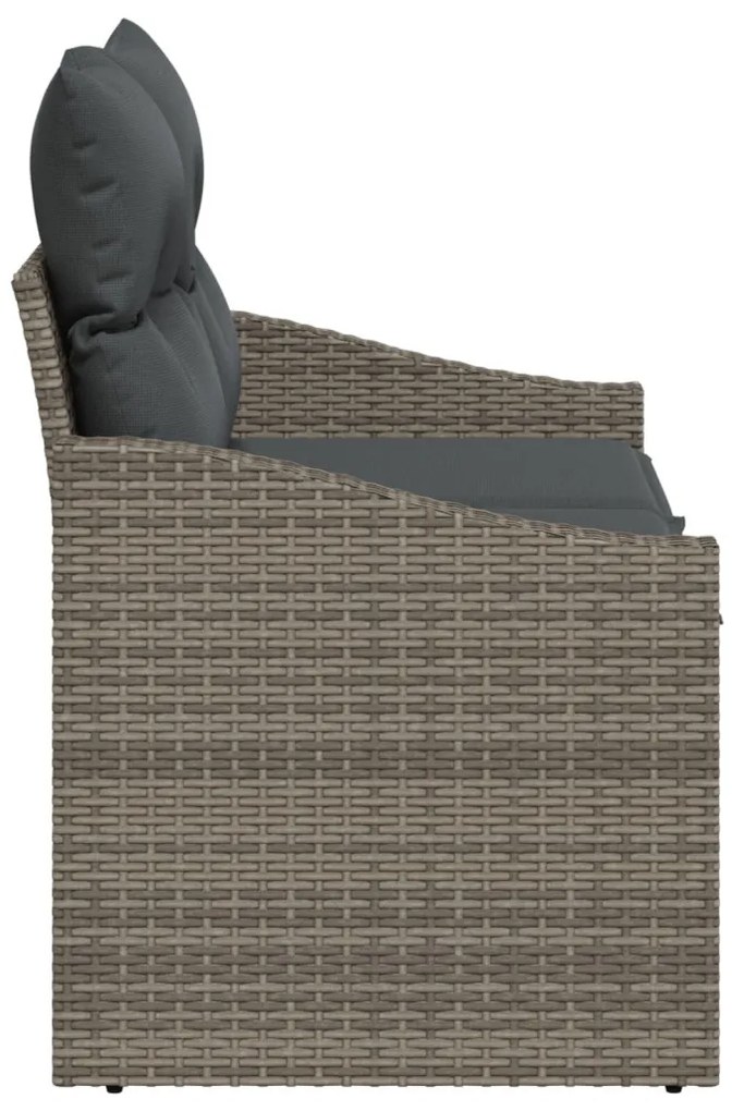 2-fős Kertisofa Tárolóval és Párnákkal Szürke Poly Rattan