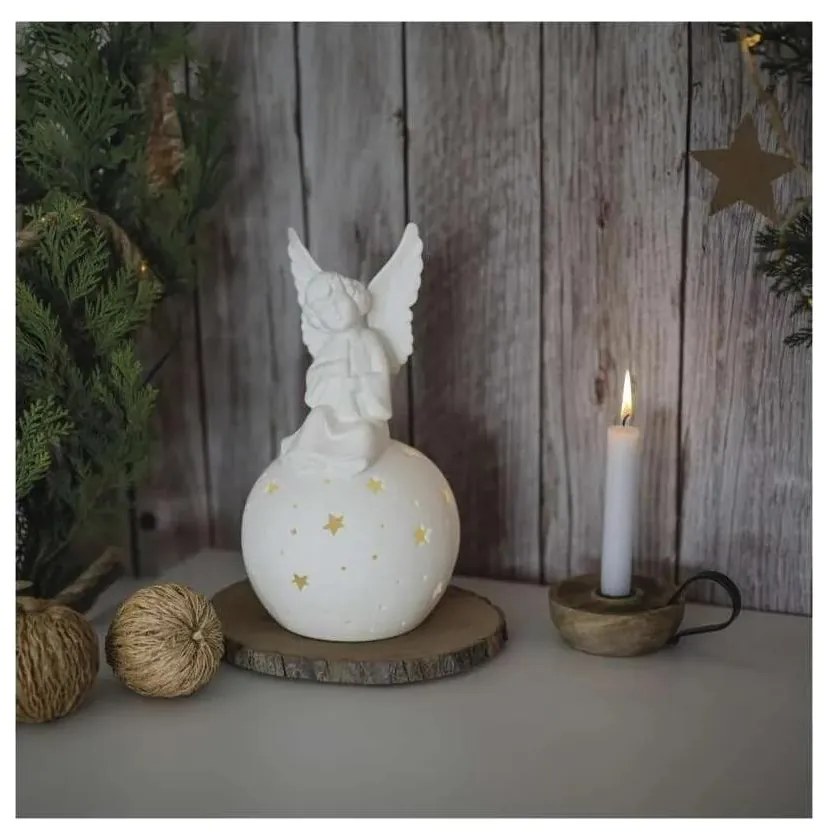 LED karácsonyi dekoráció LED/0,4W/2xAA kerámia angyal