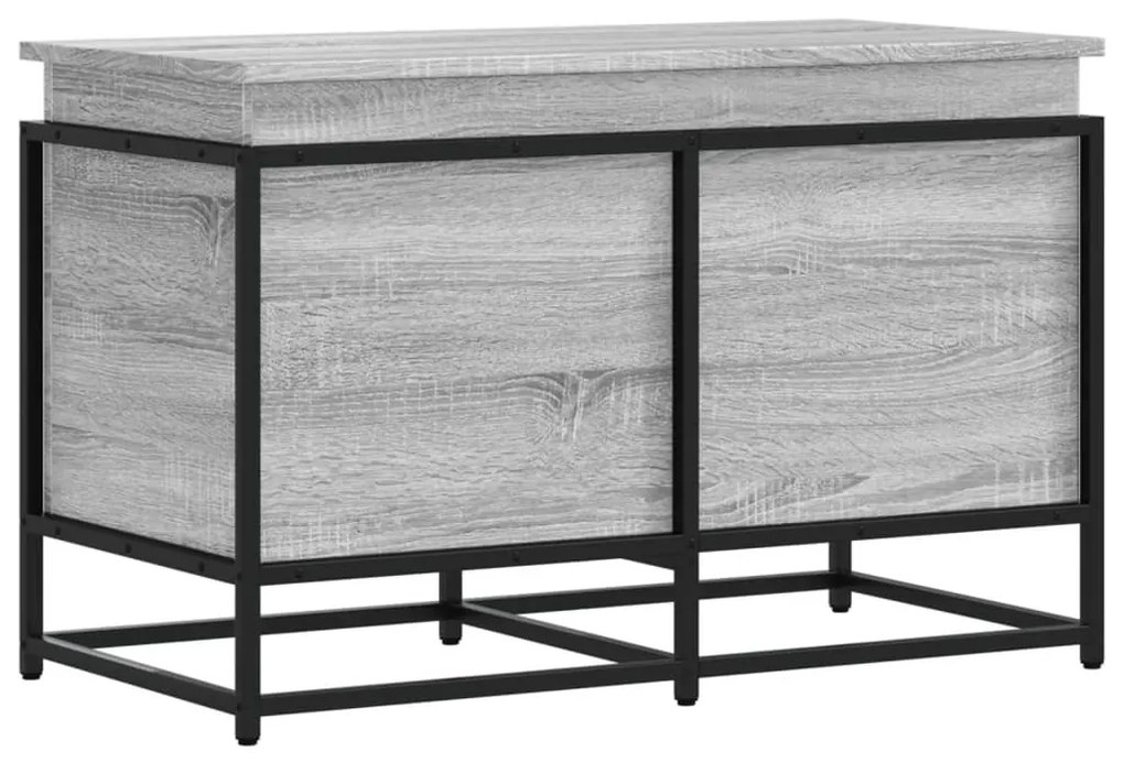 szürke sonoma szerelt fa tárolóláda fedéllel 80x40x51,5 cm