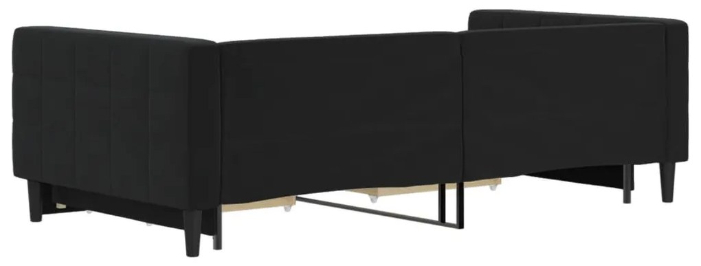 fekete kihúzható bársony heverő fiókkal 100 x 200 cm