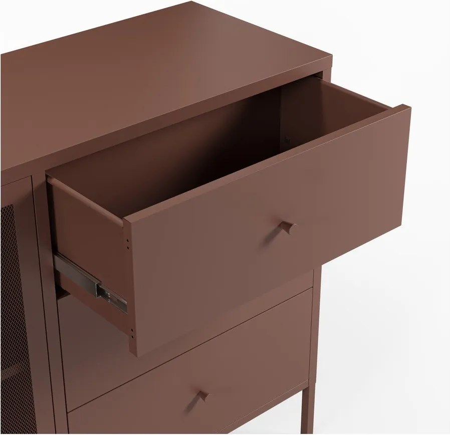 Borvörös fém komód 140x90x40 cm Fayna – Marckeric