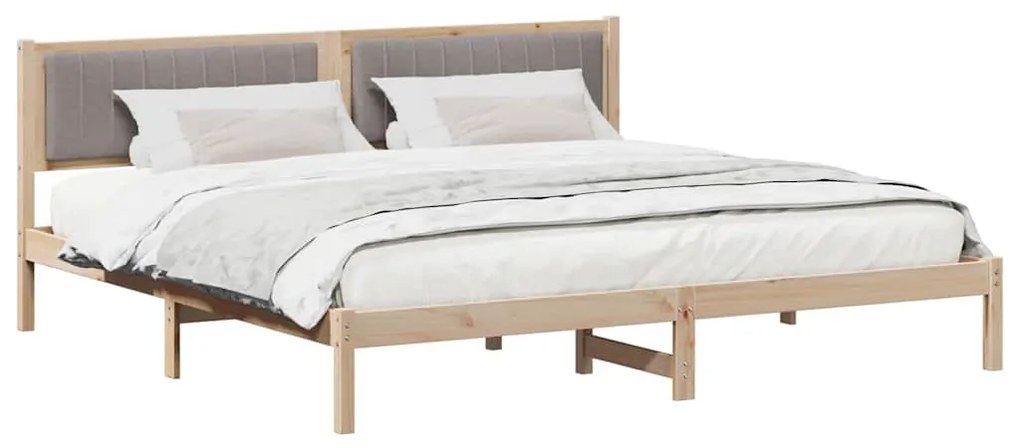 Ágykeret fejtámlával Tópszínű 200 x 200 cm Tömör fenyőfa