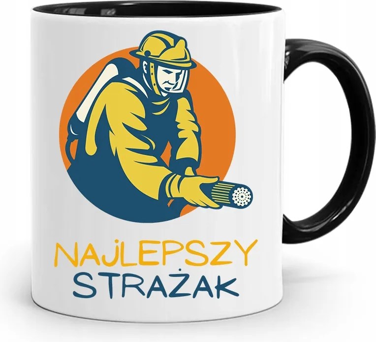 Fekete Bögre Tűzoltónak Legjobb Tűzoltó nyomott mintával