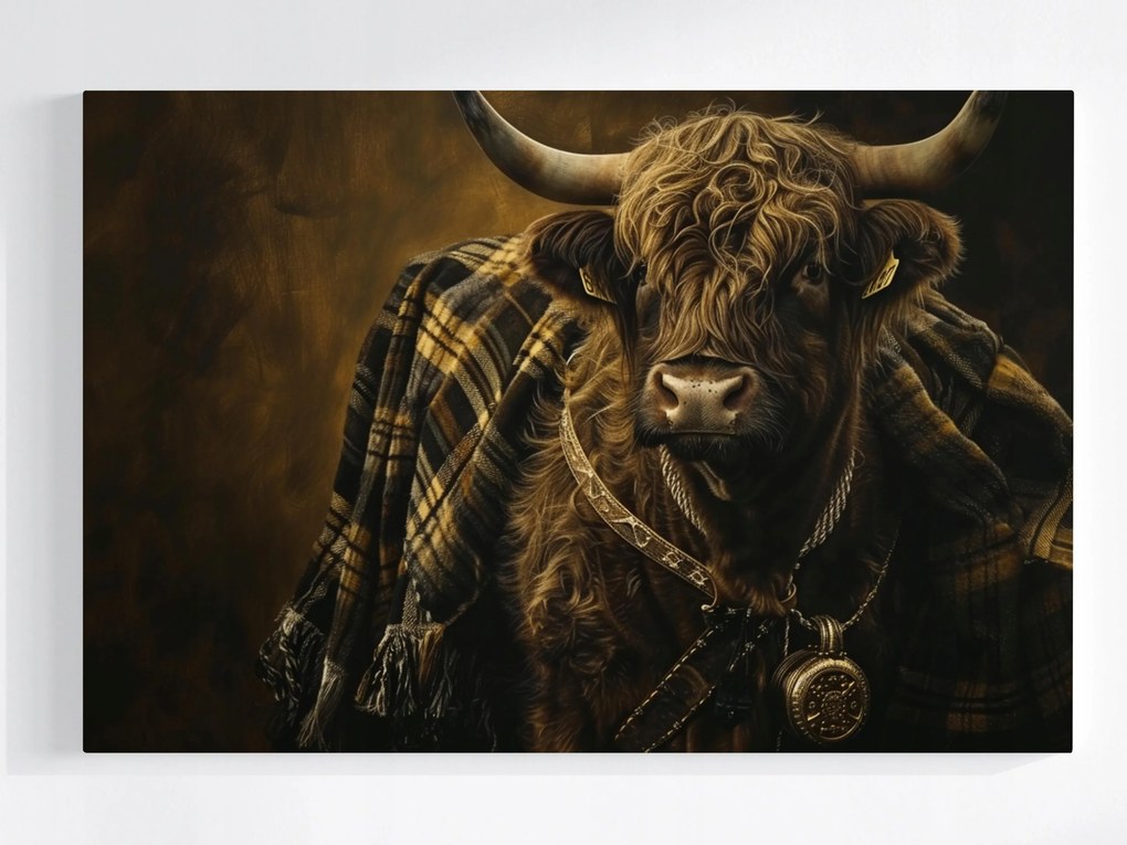 Canvas Vászonkép Skót Tehén Highland Skócia Takaró Kockás 60x40