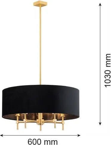 ARGON 2133 ABBANO Ernyős Függesztett Lámpa Fekete, Sárgaréz E14 IP20