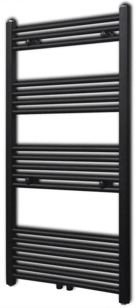 vidaXL Fekete fürdőszobai törölközőszárító radiátor központi fűtéssel egyenes 600 x 1160 mm