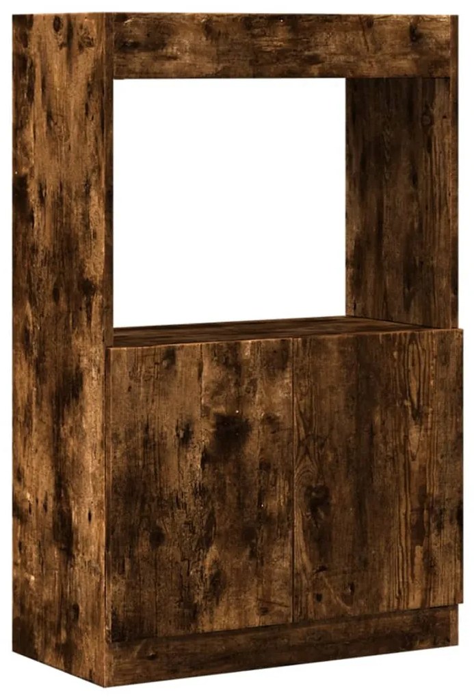 füstös tölgy színű szerelt fa magasszekrény 63 x 33 x 100 cm