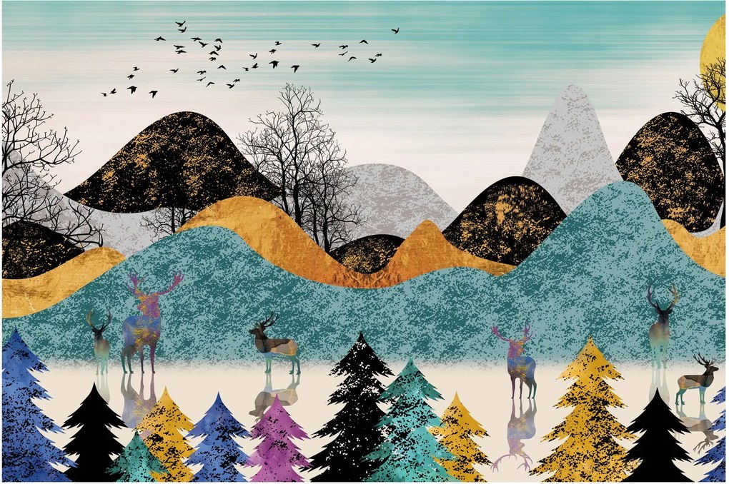 Grafikus kép szarvas (90x60 cm)