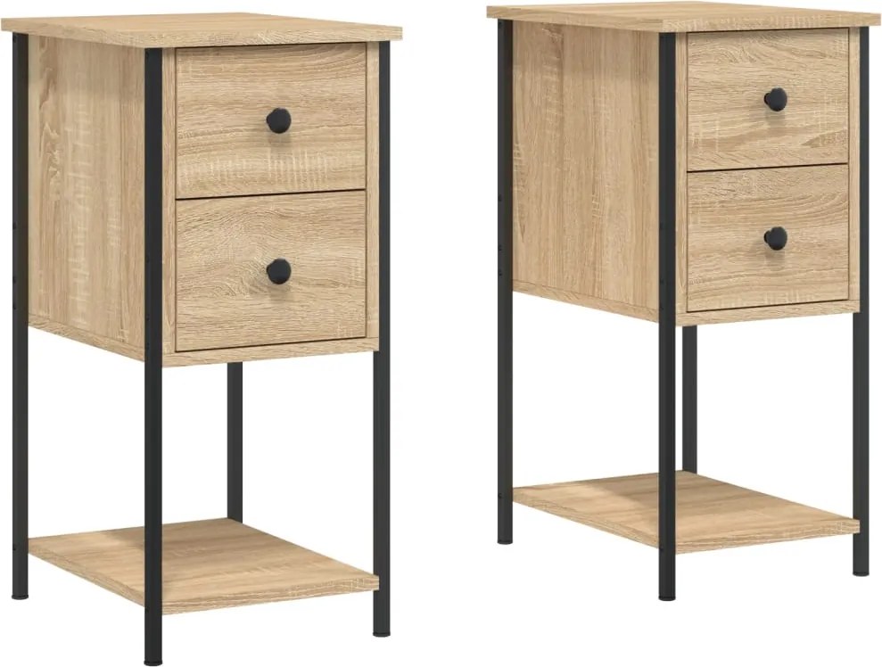 vidaXL 2 db sonoma tölgy színű szerelt fa éjjeliszekrény 32x42x70 cm