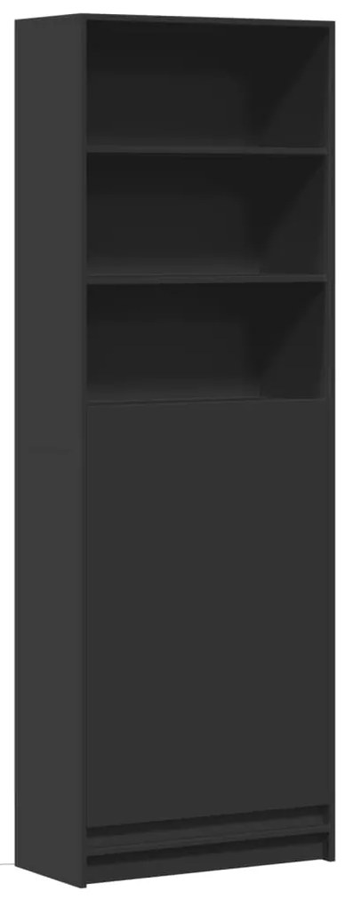 fekete szerelt fa magasszekrény LED-ekkel 69x 32,5 x 200 cm