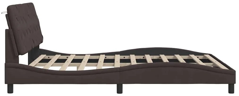 sötétbarna szövet ágykeret LED-es matrac nélkül 180 x 200 cm