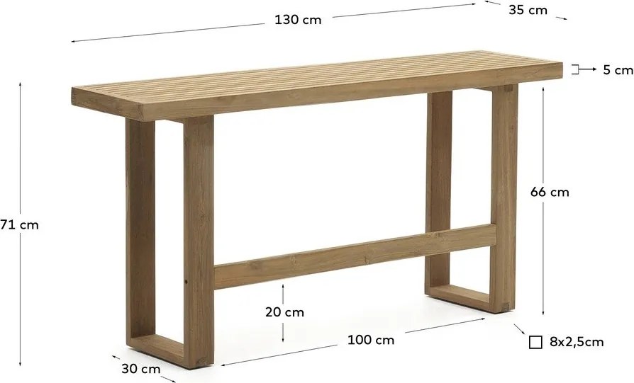 Natúr színű tömörfa kerti pad Canadell – Kave Home