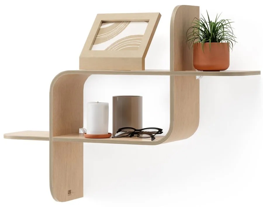 Natúr színű többszintes kaucsukfa fali polc Montage – Umbra