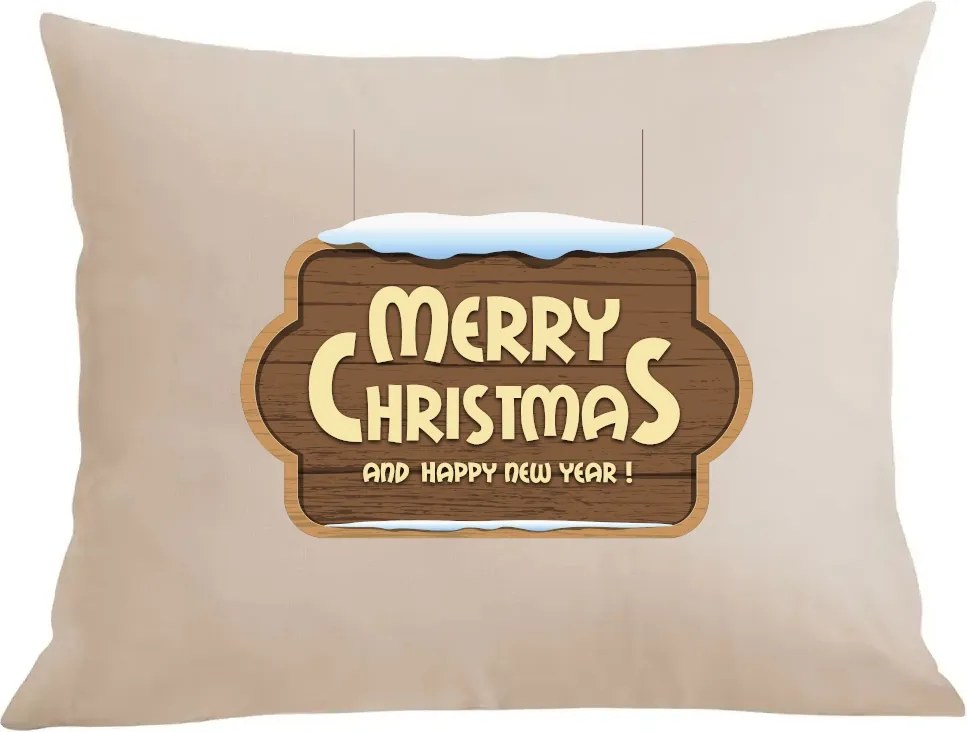 Párna párnahuzat nyomott mintás Merry Christmas and Happy New Year