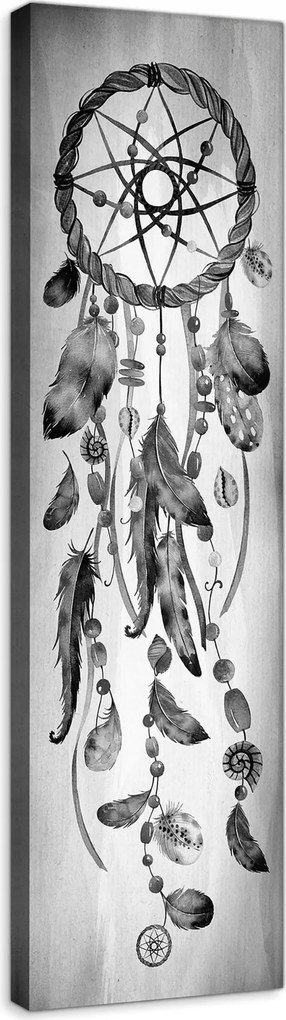 Vászonkép 45x145 Álomfogó tollak gyöngyök nyugalom védelem spiritualitás kézművesség