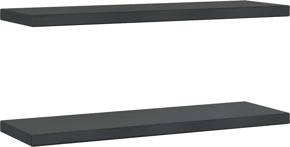 vidaXL 2 db fekete rozsdamentes acél fali polc 75 x 23,5 x 3 cm