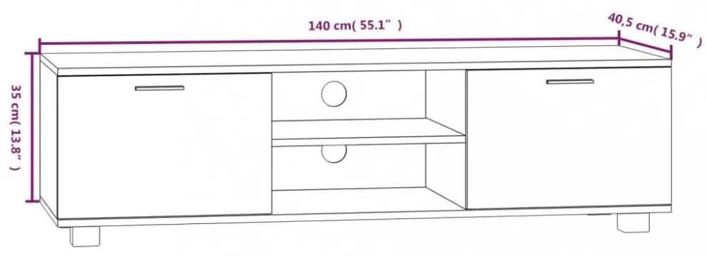füstös tölgy színű szerelt fa TV-szekrény 140 x 40,5 x 35 cm