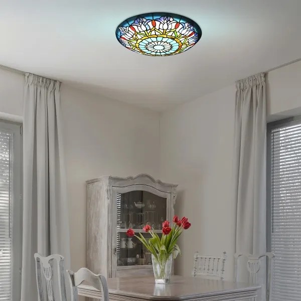 Brilagi - Tiffany-stílusú vitrázs mennyezeti lámpatest LORAS 2xE27/60W/230V