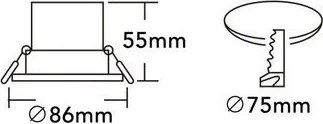 UNIVERSO LED süllyesztett lámpa 7w 630lm CCT.Kap 24° IP20 Alumínium D86x55mm Kivágás:D75mm