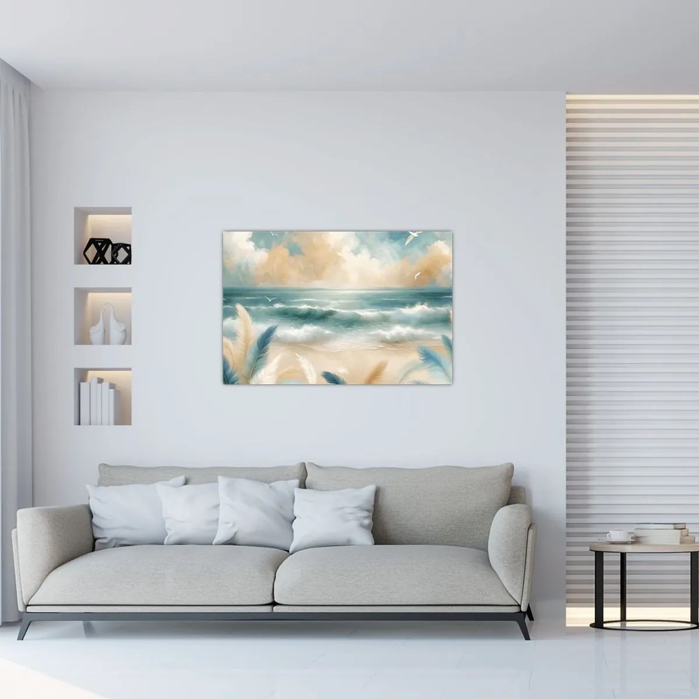 Kép – Festett strand lágy színekben (90x60 cm)