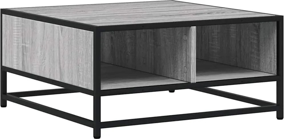 vidaXL szürke sonoma szerelt fa és fém dohányzóasztal 60,5x60,5x30 cm
