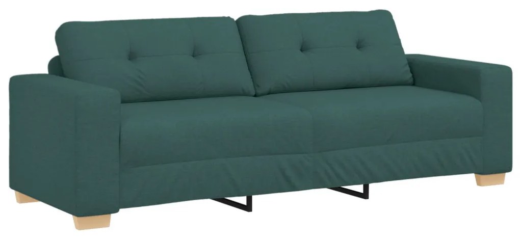3-Darabos Sofa Szett Párnákkal - Sötét Zöld Szövet