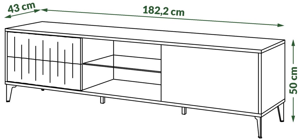 MAZZONI Gold Medal 2024 RIMINI RTV-182SK Beige/Fekete Matt TV állvány - MODERN FIÓKOS/POLCOS TV ÁLLVÁNY BORDÁZOTT ELŐLAPOKKAL