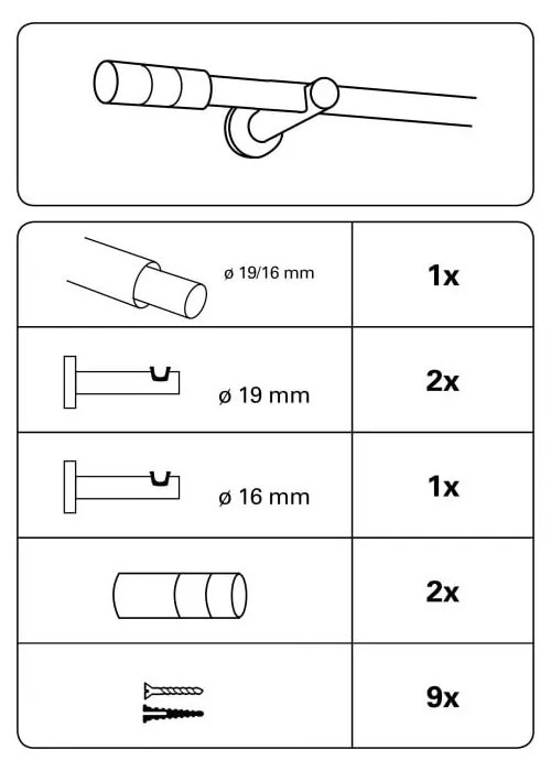 Fém bővíthető függönykarnis 120 - 210 cm Elba - Gardinia