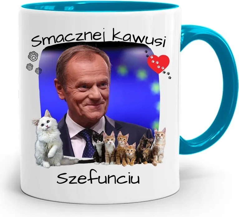Donald Tusk Kék Bögre Platform Ajándék fényképes nyomtatással
