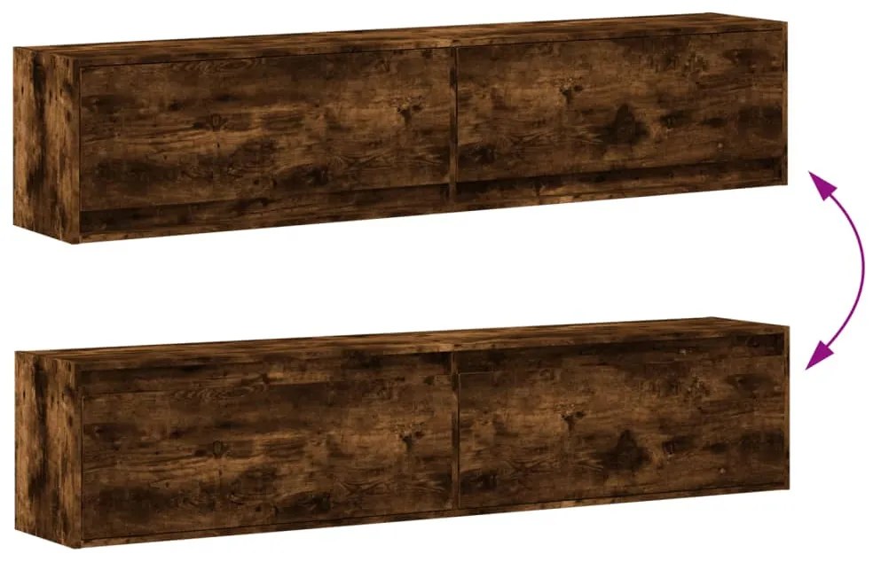 füstös tölgy falra szerelhető TV-szekrény LED-del 180x31x38 cm