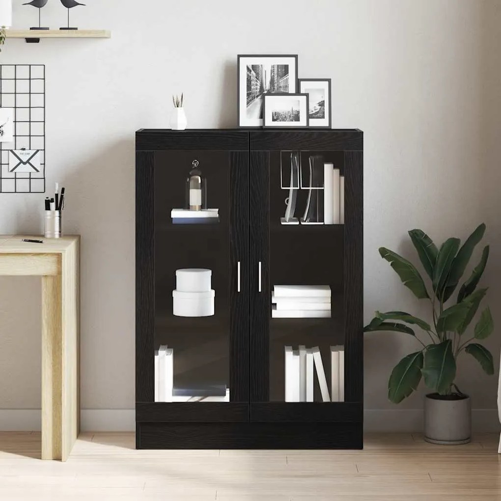 fekete tölgy színű szerelt fa könyvszekrény 82,5x30,5x115 cm
