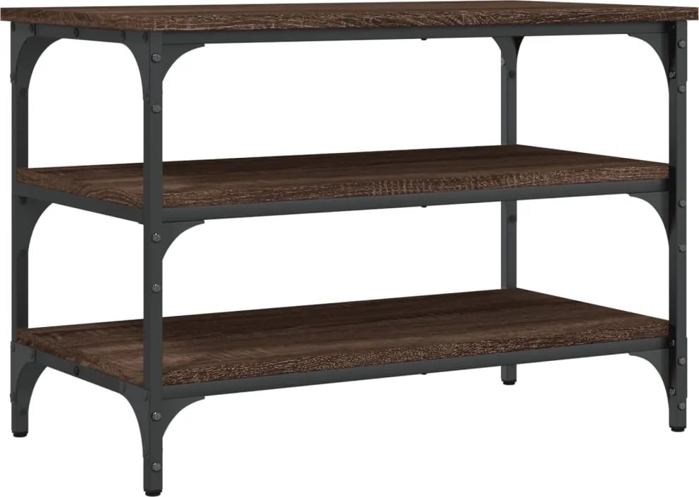 vidaXL barna tölgy színű szerelt fa cipőtároló pad 70 x 38,5 x 49 cm