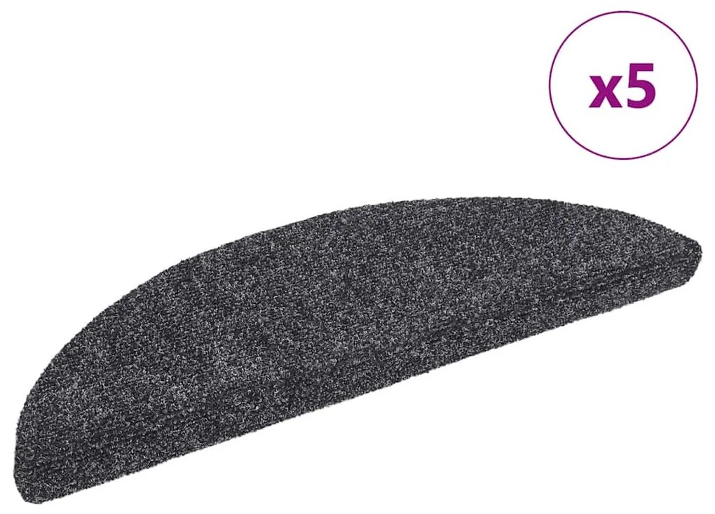 5 db sötétszürke tűlyukasztott öntapadó lépcsőszőnyeg 56x17x3cm