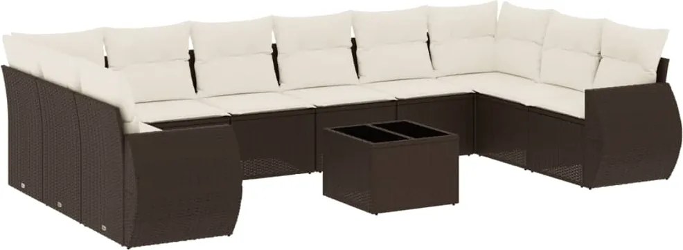 vidaXL 11 részes barna polyrattan kerti ülőgarnitúra párnákkal