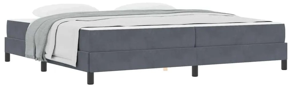 Boxspring ágy matraccal Sötétszürke 200 x 200 cm Bársony