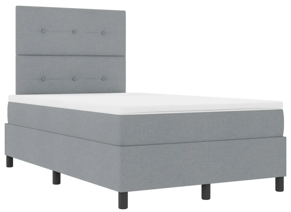 Boxspring Ágy Matraccal Világosszürke Kis Kétszemélyes Szövet